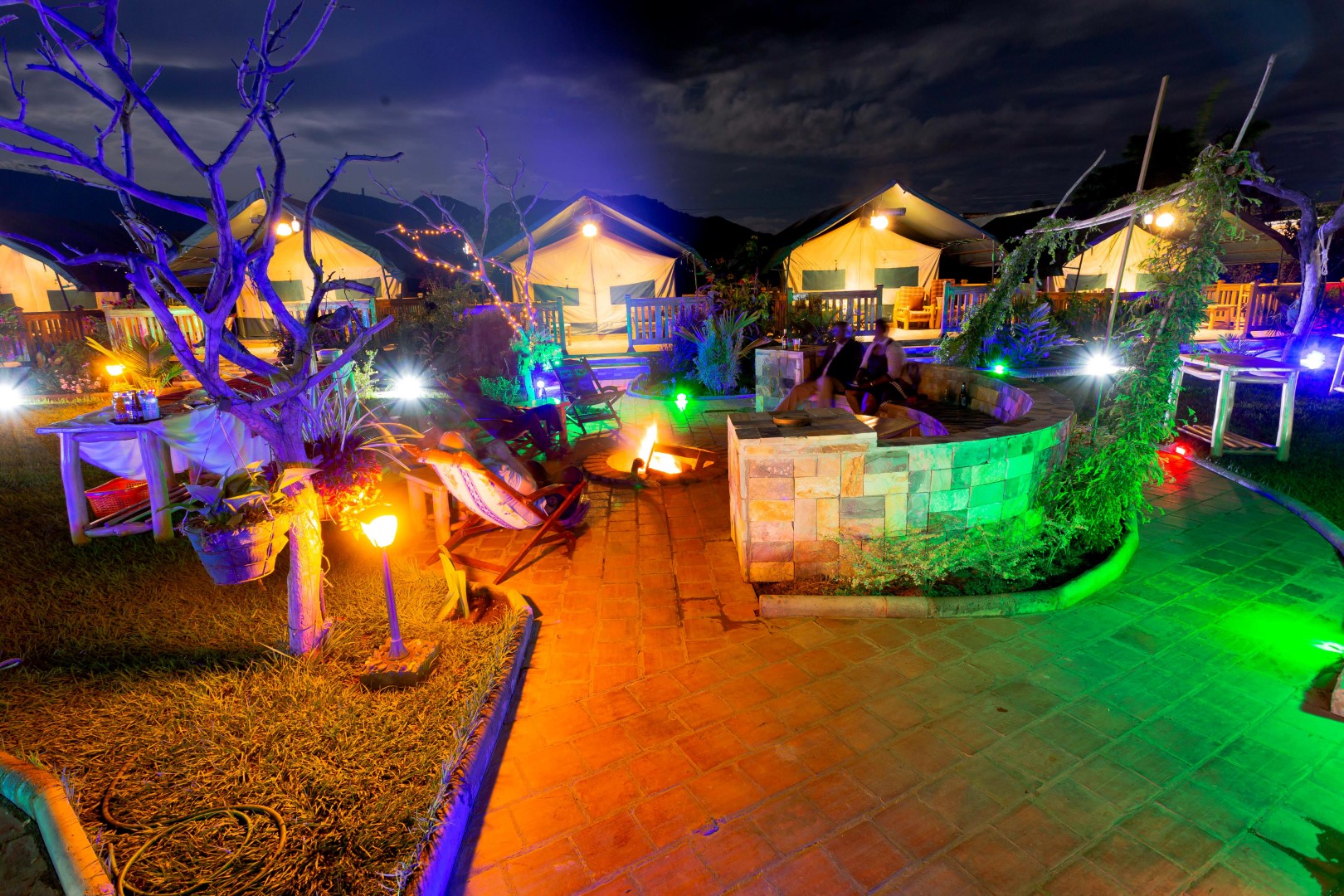 Campfire evening at the safari camp